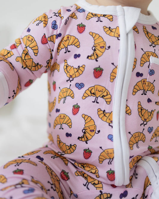Pink Croissant Zip Romper