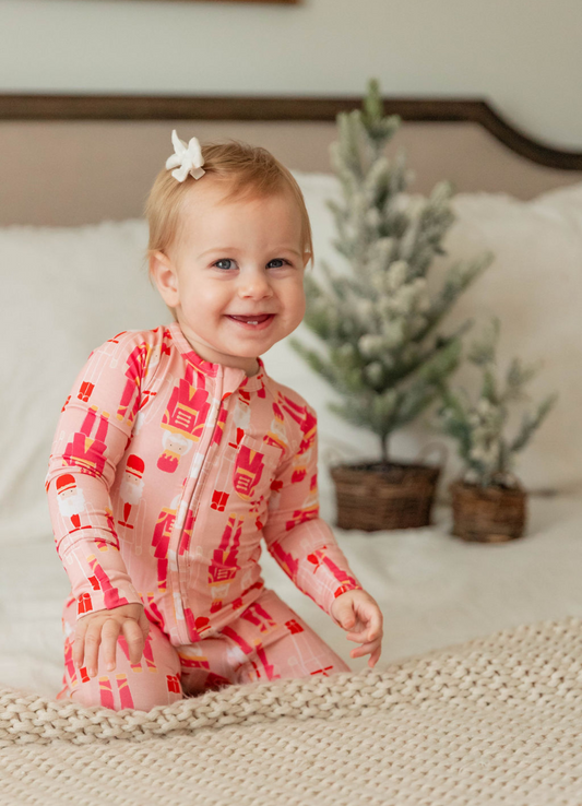 Pink Nutcrackers Zip Romper