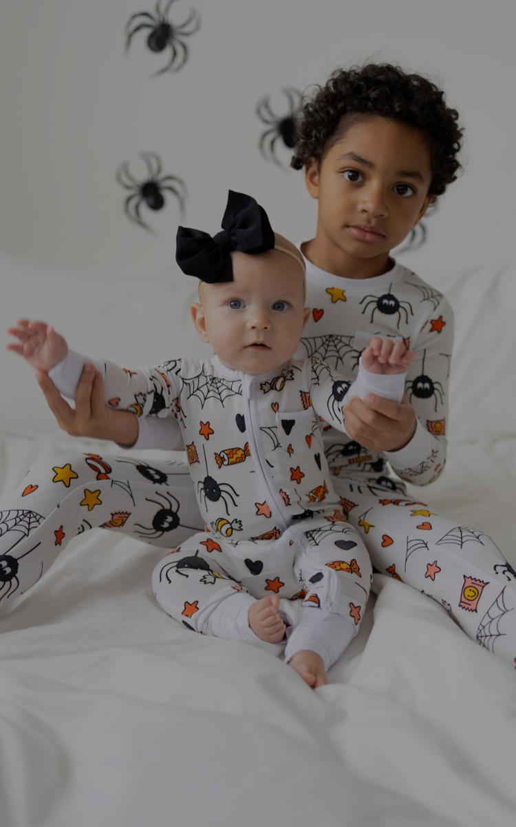Kids in PB & Grape bamboo pajamas